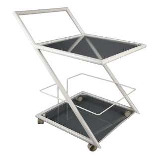 Dutch Modernist White Serving Trolley, 1960s For Sale