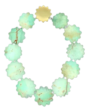 Chrysoprase Carved "Flowers" With Clasp and Square Diamond in 18k Yellow Gold