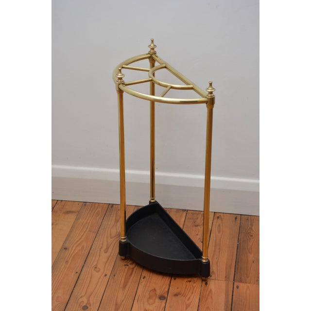 Demi Lune Brass Umbrella Stand, 1920 For Sale - Image 3 of 11