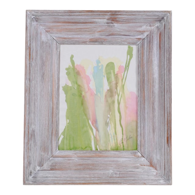 Paul Jenkins Untitled Mid-Century Modern Hand Signed Original Abstract Expressionist Watercolor Wood Framed Painting For Sale