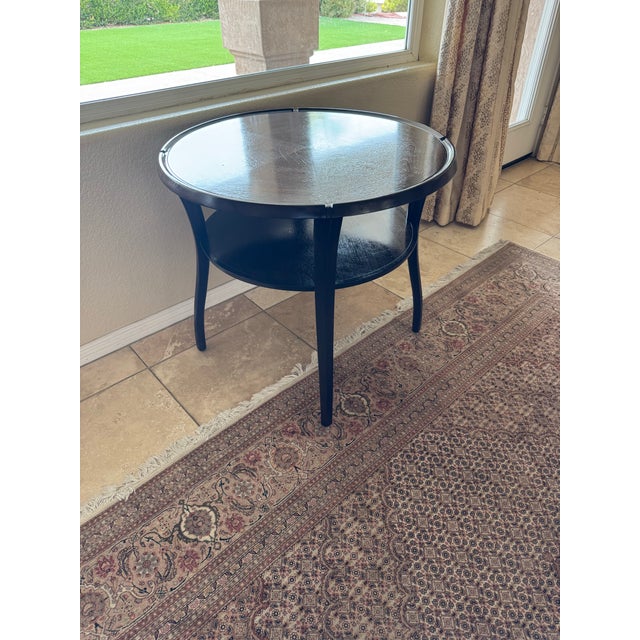 Sabina by George Brin for Moseform Rare black walnut occasional side table with graceful curved legs, plate top with...