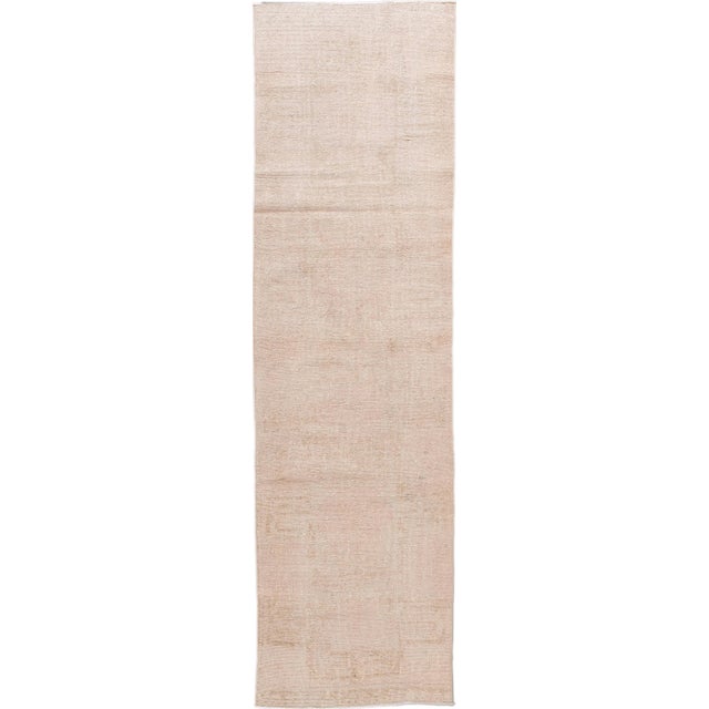 1960s Vintage Turkish Nude Handmade Wool Runner For Sale - Image 9 of 9