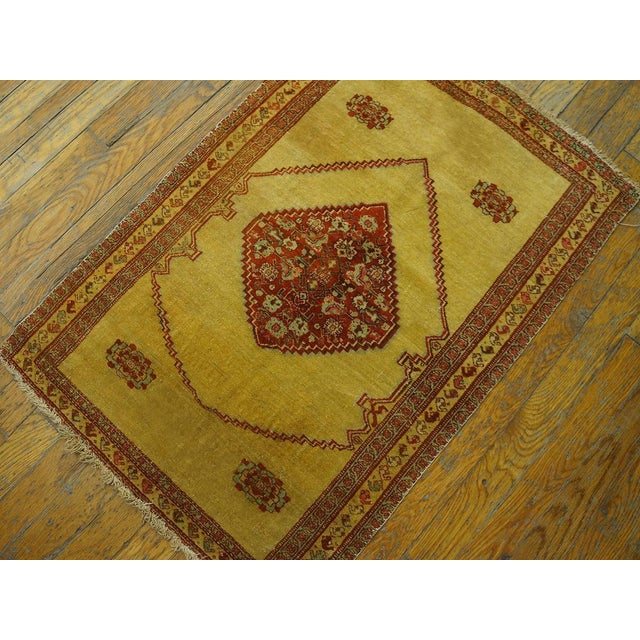 19th Century Persian Senneh Rug ( 2' x 2'10" - 62 x 86 ) Antique Senneh Small Scatter Size Wool Yellow Rug, Circa Date:...