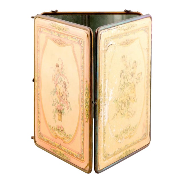 French 19th Century Three Part Fold Out Vanity Mirror with Rococo Style Scenes For Sale