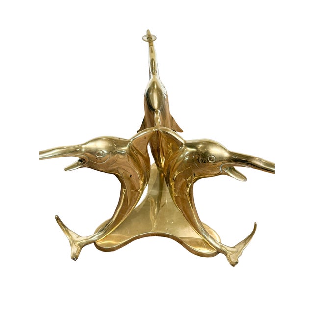 Brass French Round Cocktail or Coffee Table With Glass Top Over Tripod Base For Sale - Image 8 of 8