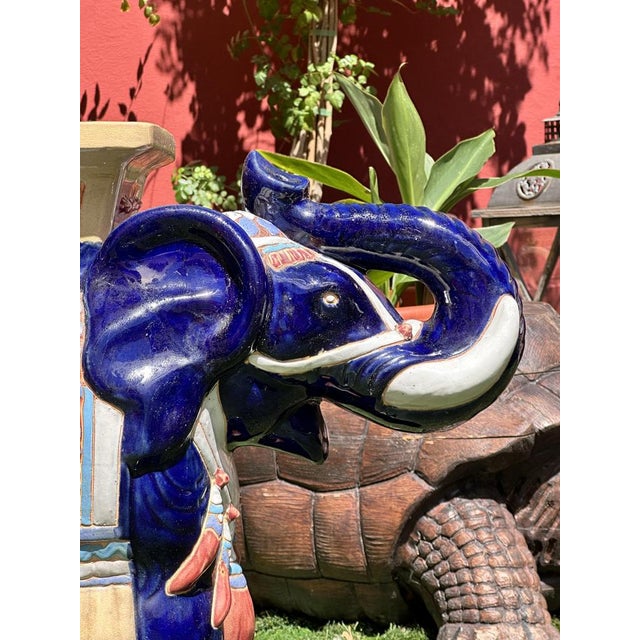 Glazed Terracotta Elephant Stool or Planter, 1960s For Sale - Image 4 of 17