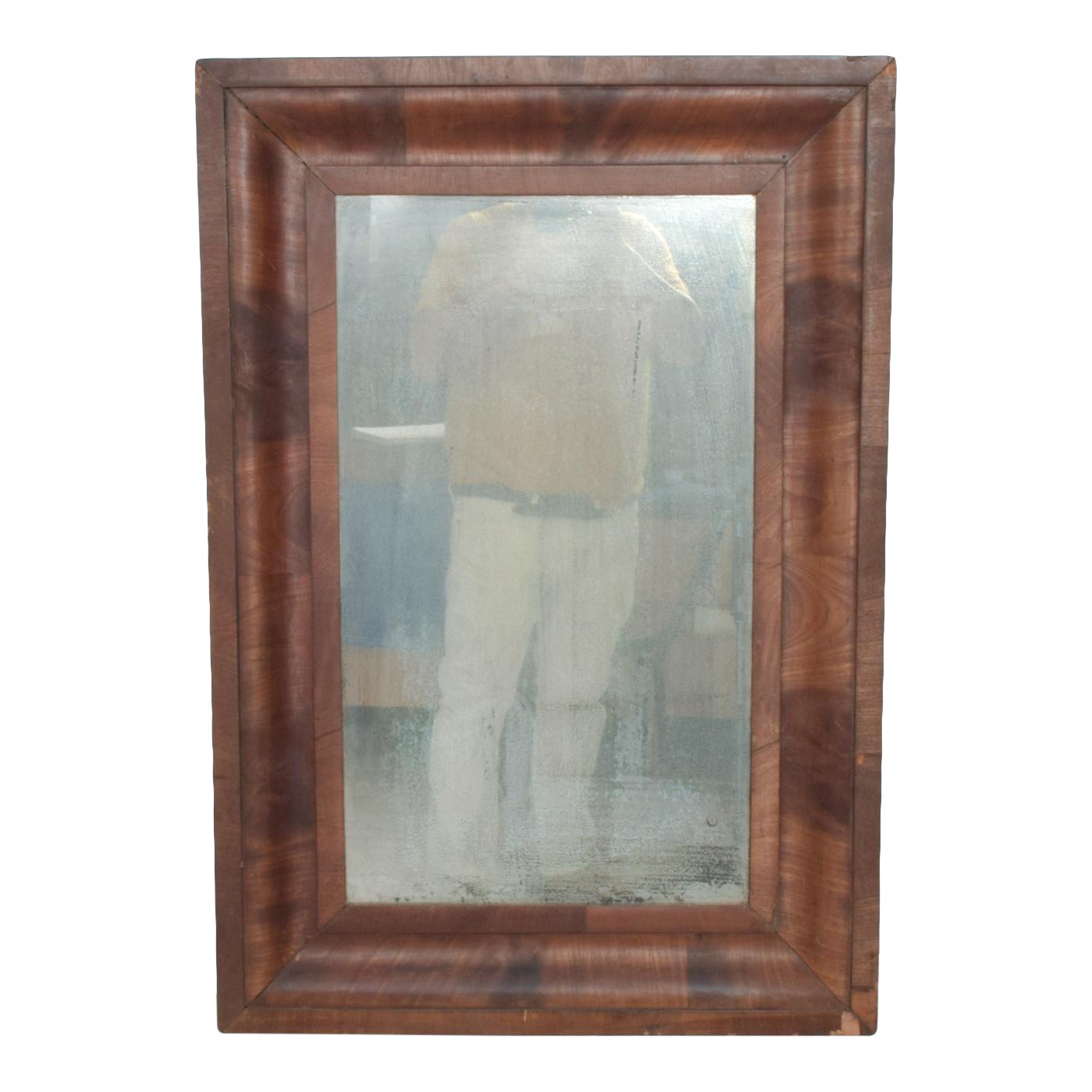 Antique Art Deco Wall Mirror Framed In Rosewood Vintage Patina