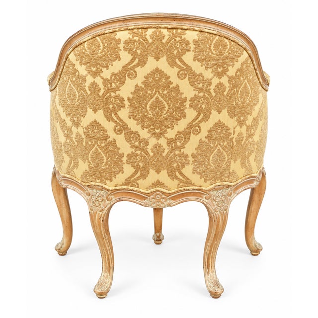 Italian Carved & Cerused Pine French Louis XV Style Bergere Chairs - Pair For Sale - Image 11 of 13