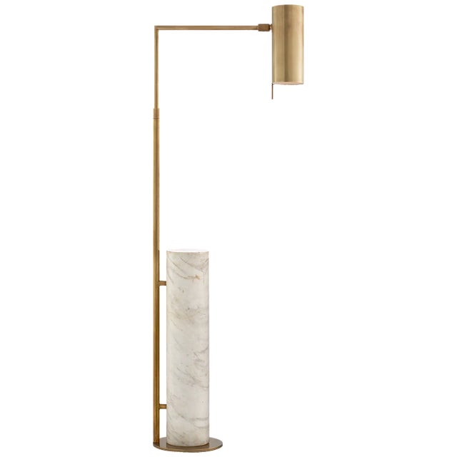 Kelly Wearstler for Visual Comfort Signature Alma Floor Lamp in Antique-Burnished Brass & White Marble For Sale