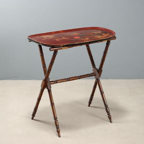 Brown Lacquered Wood Tray Table For Sale - Image 8 of 8