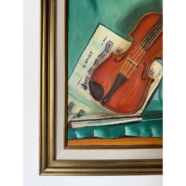 1960's Mid-Century G. Koloff Violin & Rose Still Life Painting – Framed For Sale - Image 9 of 12