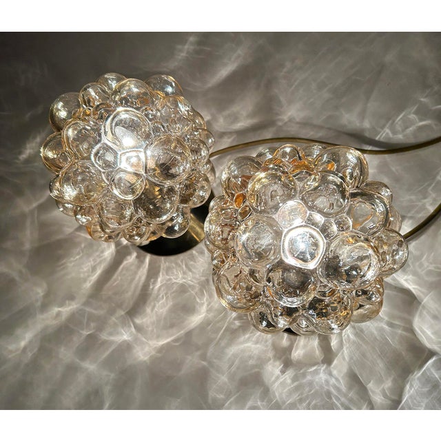 Vintage Bubble Glass and Brass Table Lamps from Glashütte Limburg, Set of 2 For Sale - Image 14 of 18