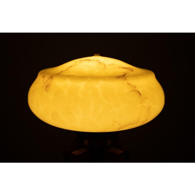 Brown Art Deco Table Lamp, Poland, 1950s For Sale - Image 8 of 9