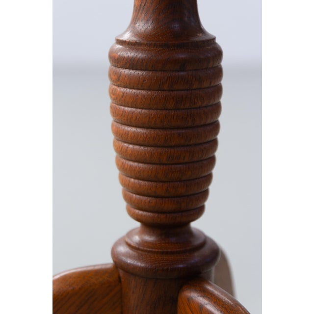 Danish Round Tripod Side Table in Stained Oak by Anton Kildeberg, 1960s For Sale - Image 9 of 17