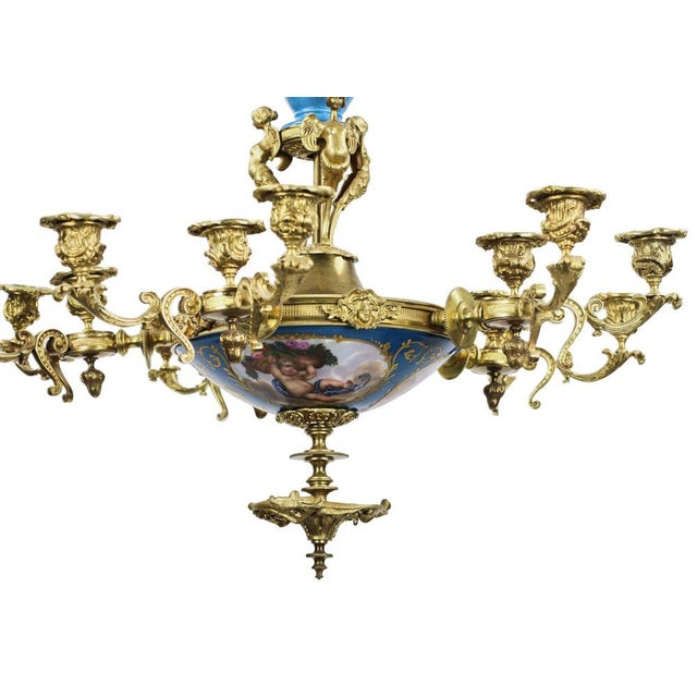 Louis XVI Style Sevres Porcelain Chandelier for 15 Candles For Sale - Image 6 of 8