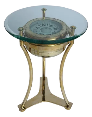 1970s Brass Ship's Compass Converted to Side Table, Designer Deborah Lockhart Phillips