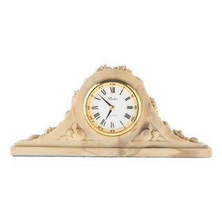 Vintage Hand-Carved Carriage Mantel Clock from Aynsley For Sale