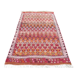Mid 20th Century Aesthetic Turkish Embroidered Living Area Rug Kilim