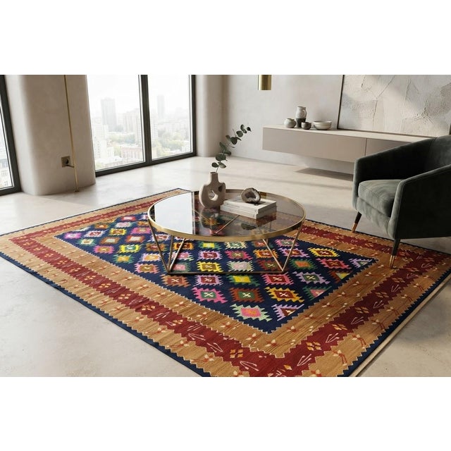 Elevate your space with a truly extraordinary, museum-grade statement piece: an oversized, masterfully hand-woven vintage...
