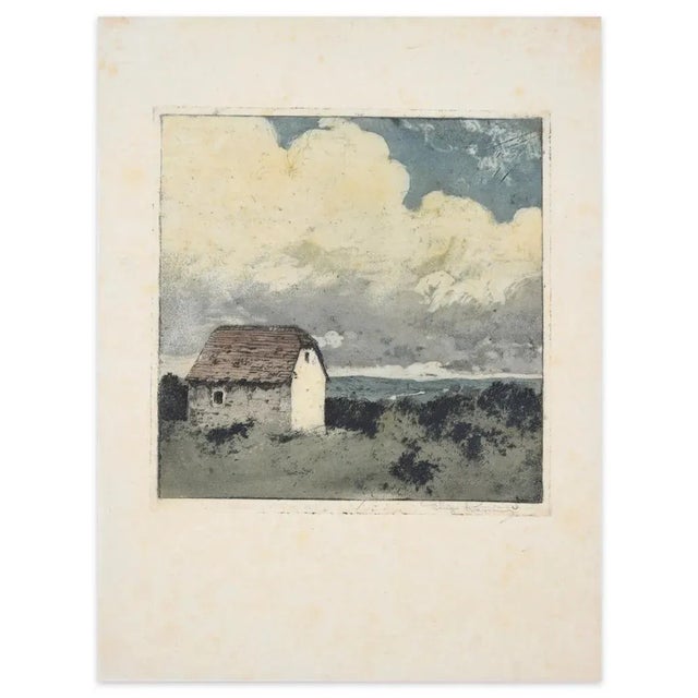 Cottage in the Countryside is a splendid print in etching technique colored engraved by Luigi Kasimir (1881-1962). The...