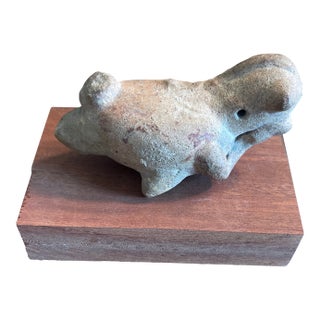 Authentic West Mexican Terracotta Zoomorphic Whistle Effigy on a Custom Base, For Sale