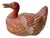 Mottahedeh Lowestoft Reproduction Peking Duck tureen // Chinoiserie duck // hand-painted // Made in Italy // 1950s decor // orange and gold For Sale