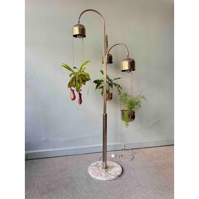Reggiani Italian Brass and Marble Floor Lamp with Planters attributed to Reggiani, Italy, 1970s For Sale - Image 4 of 18