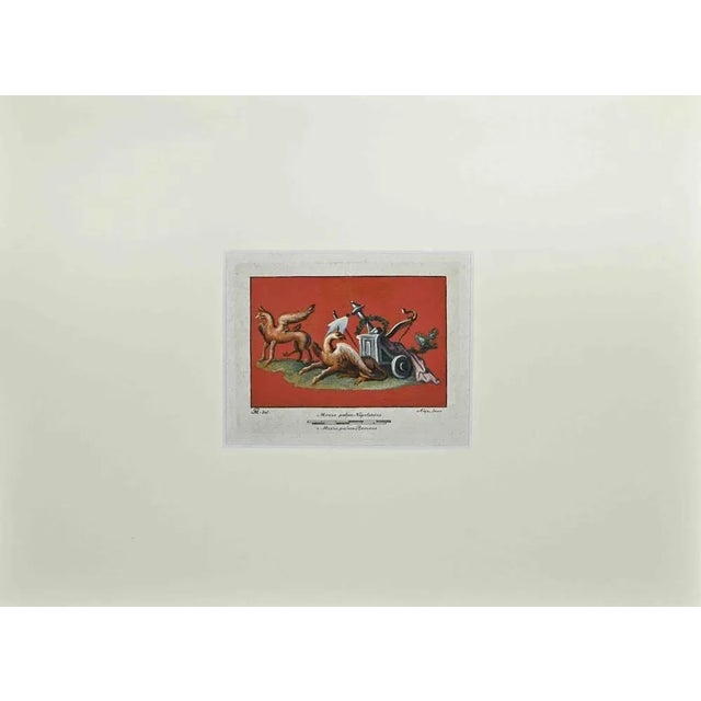 Ancient roman drawing, from the series "antiquities of herculaneum", is an original etching on paper realized by vincenzo...