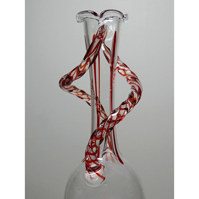 Vintage Venetian Murano Glass Filigrana/Zanfirico Soliflore Vase, 1950s-1960s For Sale - Image 9 of 12