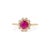 VR Jewels Victorian-Style 14k Yellow Gold 1.04ct Ruby & Diamond Halo Cluster Flower Ring Size 8 For Sale - Image 4 of 17