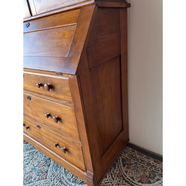 Antique Secretary Desk Hutch Curio Display Cabinet Bookshelf Pantry Cupboard For Sale - Image 11 of 12