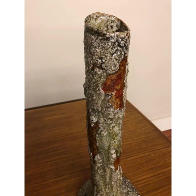 Shino Glazed Tall Ceramic Vase For Sale - Image 10 of 13