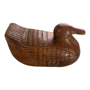 Vintage Teak Wood Duck Box Hand Carved Folk Art Humidor Decoy Trinket Thailand
