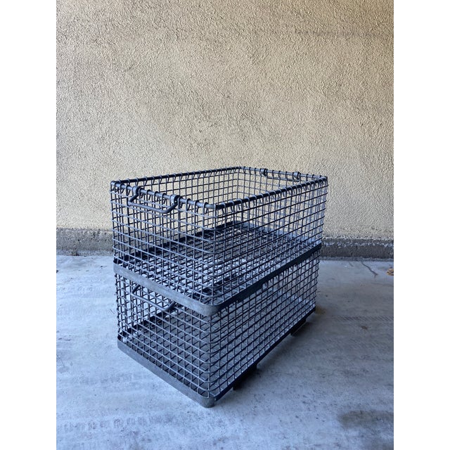 Vintage Iron Stacking Crates - Set of 2 For Sale - Image 12 of 12
