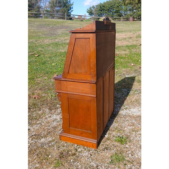 Antique Walnut Victorian Ladies Slanted Drop Front Desk With Working Locks and Keys 1870s For Sale - Image 10 of 17