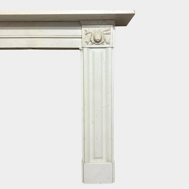 Stone Regency English Fireplace Mantels in White Marble, 1830, Set of 2 For Sale - Image 7 of 17