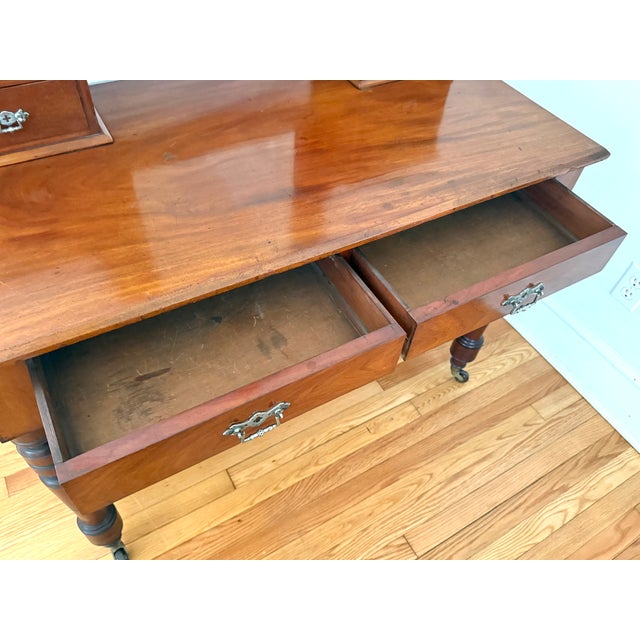 Antique American Vanity Dressing Table Desk With Mirror For Sale - Image 12 of 18