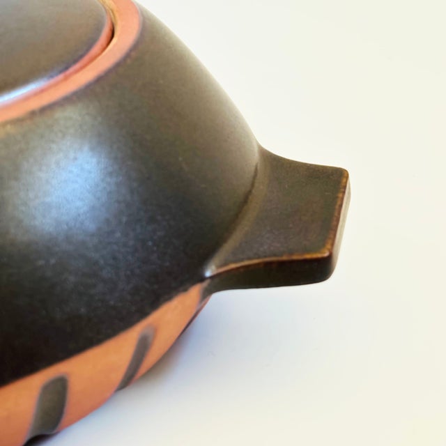 Ceramic Two Toned Stoneware Lidded Serving Bowl For Sale - Image 7 of 10