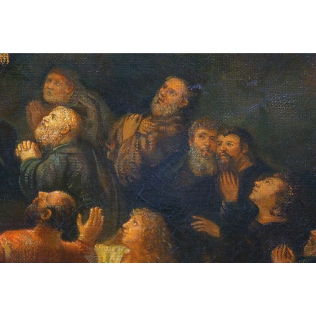 20th Century "The Ascension of Christ" Baroque Oil Painting After Rembrandt 30" For Sale - Image 4 of 12