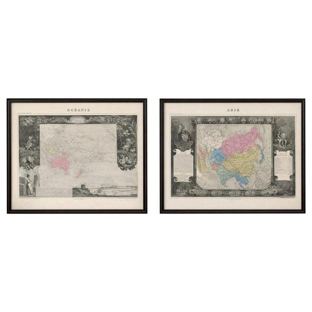 Antique Maps of Asia and Oceania by Levasseur, 1845, Set of 2 For Sale - Image 10 of 10