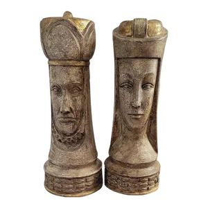 20 Inch Ceramic King and Queen Chess Decor Statues - a Pair