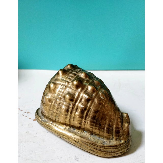 Vintage Brass Seashell Paperweight Nautical Conch Shell For Sale - Image 4 of 6