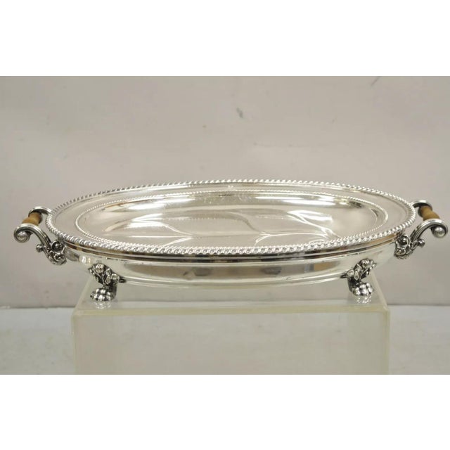 Antique English Victorian Silver Plated Paw Foot Meat Cutlery Chaffing Dish Tray For Sale - Image 12 of 12