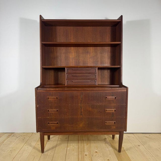 Vintage Danish Teak Bookcase with Pull-Out Desk, 1960s For Sale - Image 5 of 12