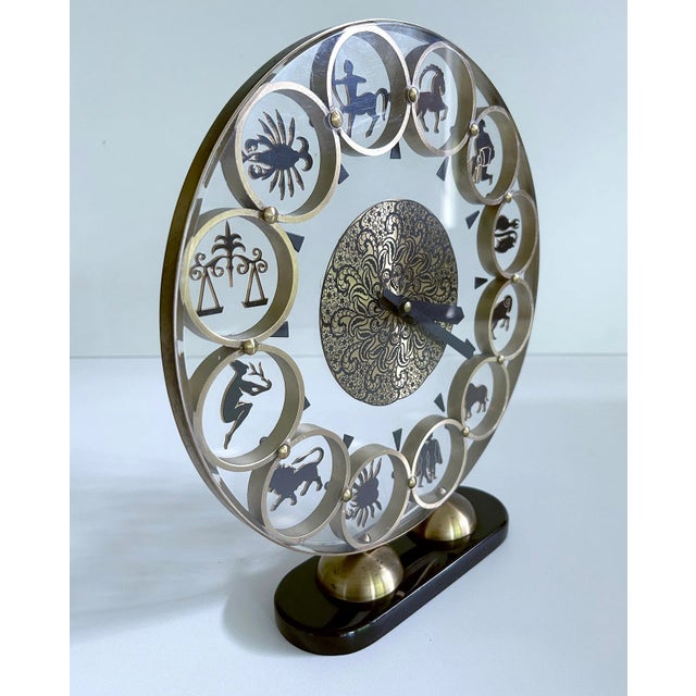 Vintage Zodiac Theme Desktop Clock, 1950s For Sale - Image 11 of 18