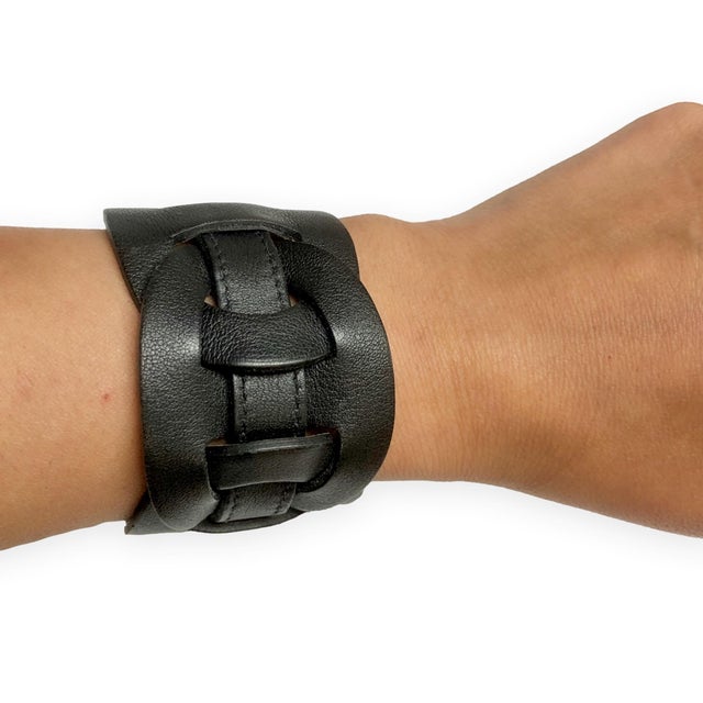 Hermès Fétiche Chaîne d'Ancre Leather Wrap Bracelet in Black Circa 2006 For Sale - Image 9 of 10