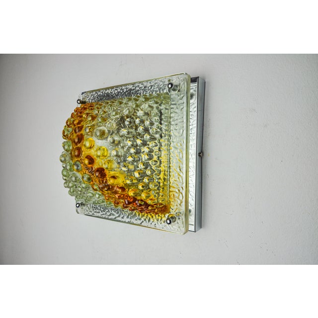 Orange Murano Wall Light with Ice Cube Effect from Mazzega, Italy, 1970s For Sale - Image 9 of 9