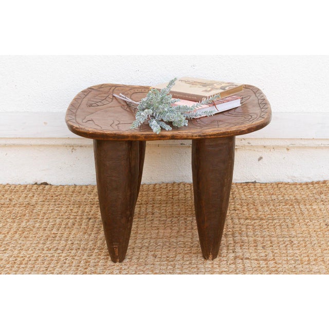 Wood Elephant Motif African Senufo Table For Sale - Image 7 of 7