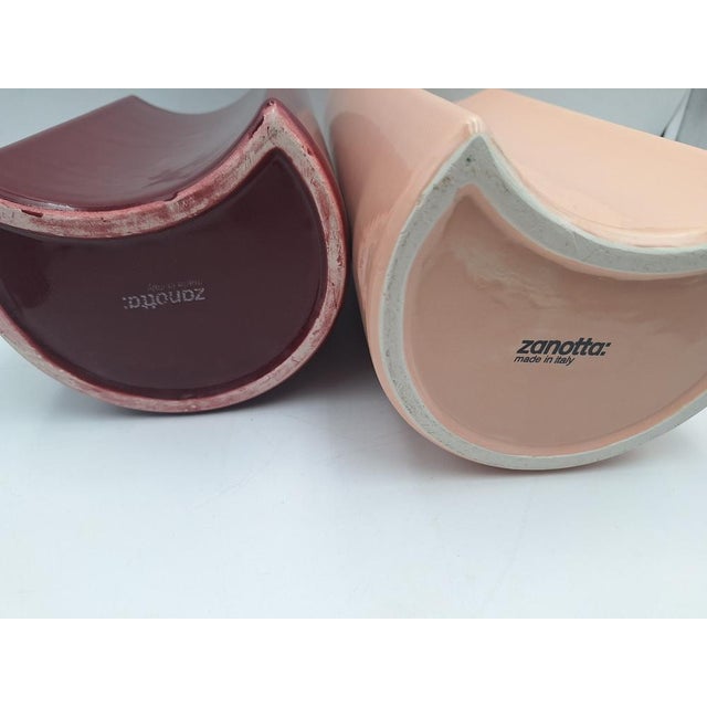 V-Bol Vases in Glazed Clay by Zaven for Zanotta, 1990s, Set of 2 For Sale - Image 10 of 12