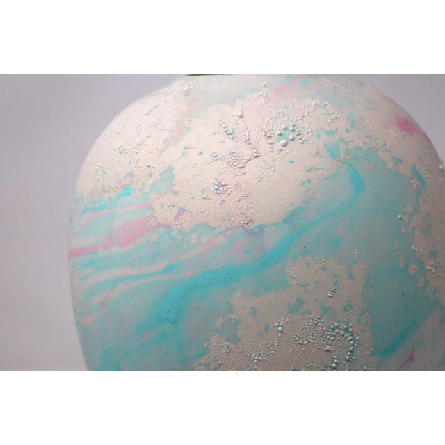 1990's Contemporary Turquoise, Pink and White Ceramic Vase For Sale - Image 4 of 7